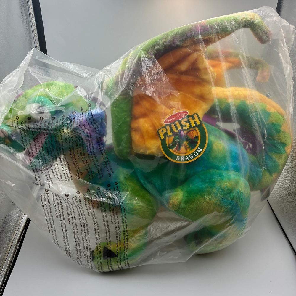 Melissa & Doug Plush Dragon Green Blue Yellow Tie Dye Standing Stuffed Animal